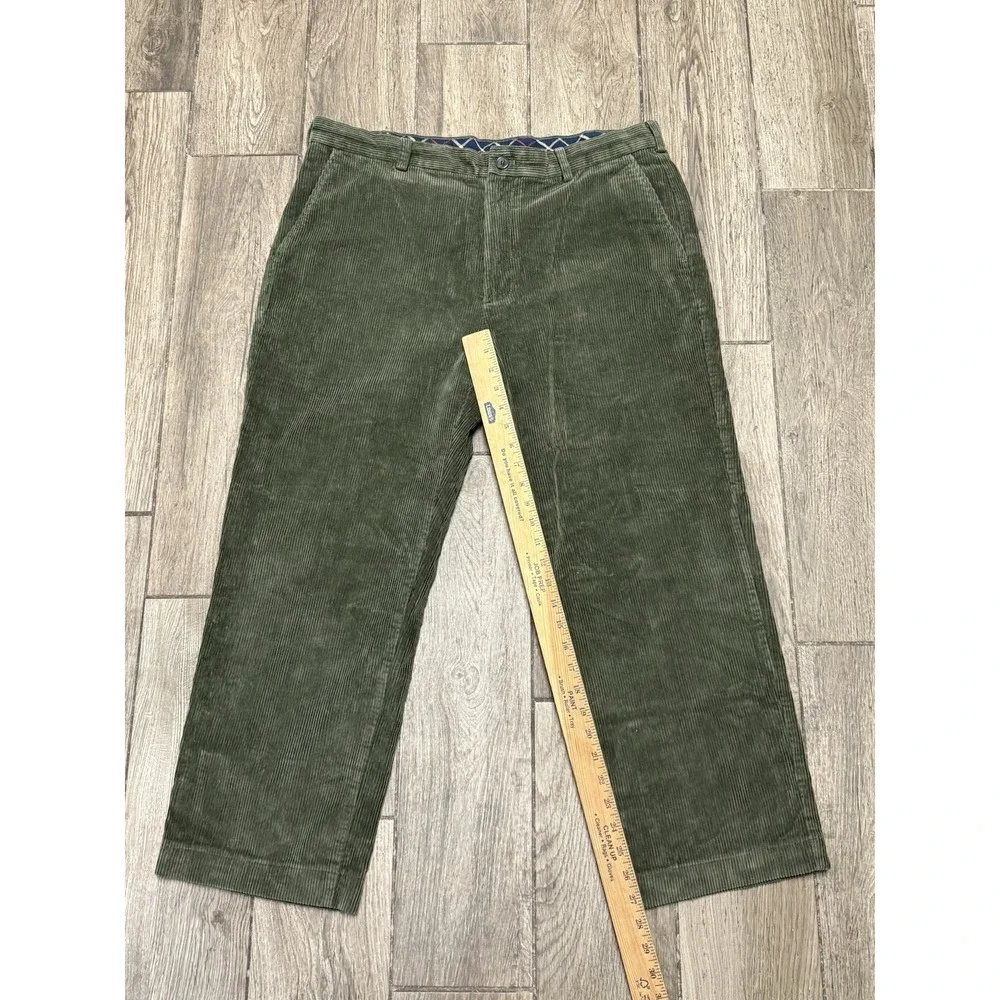 Brooks Brothers Green Clark Corduroy 100% Cotton Pants Men's 38X30 Flat Preppy
